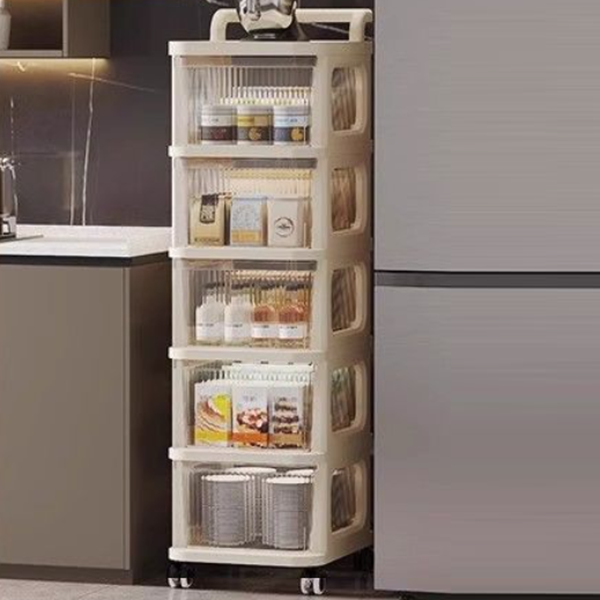 Contemporary Scandinavian Plastic Movable Striped Square Storage Cabinet 5-Cabinets For Living Room