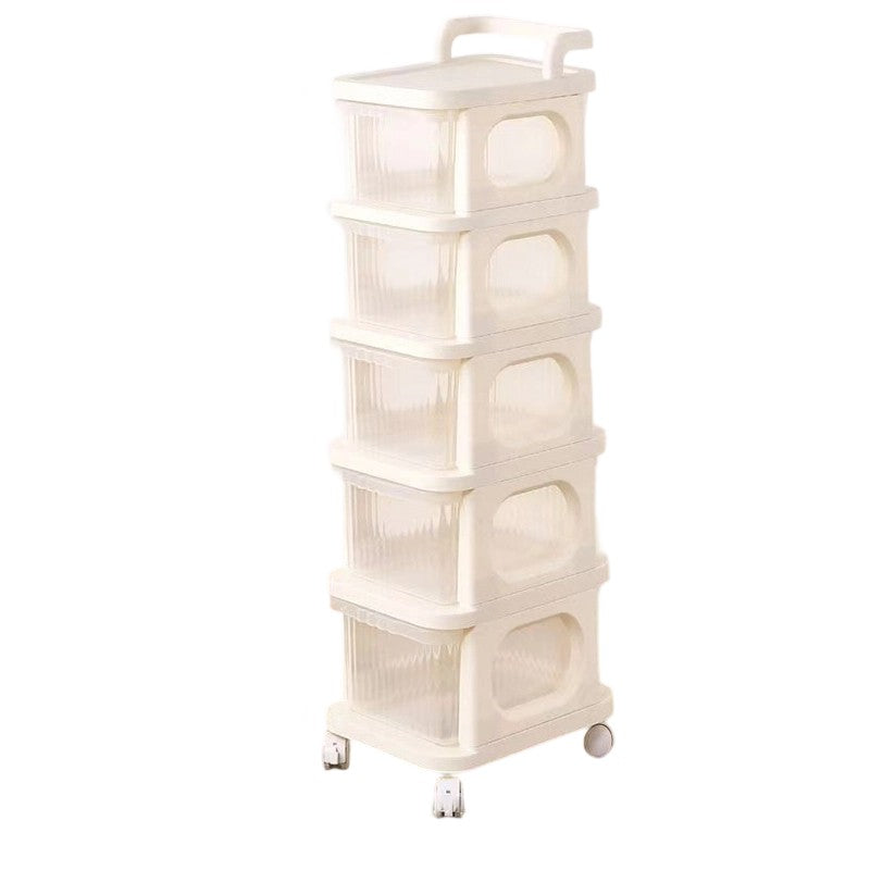 Contemporary Scandinavian Plastic Movable Striped Square Storage Cabinet 5-Cabinets For Living Room