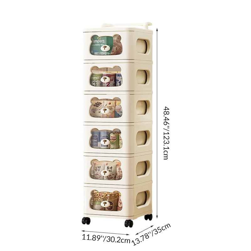 Armoire de rangement carrée moderne créative en PP, mobile, avec ours, à 2/3/4/5/6 compartiments, pour salon 