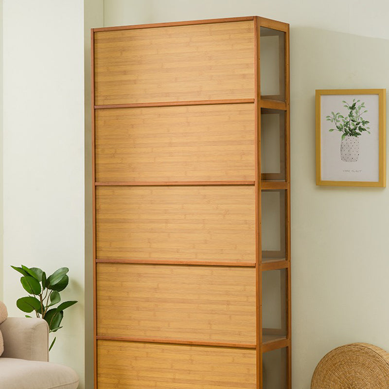Traditional Chinese Bamboo Acrylic Rectangular Storage Shelf 4/5-Tier For Living Room