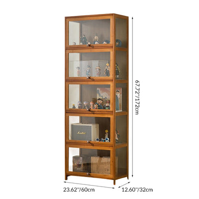 Traditional Chinese Bamboo Acrylic Rectangular Storage Shelf 4/5-Tier For Living Room