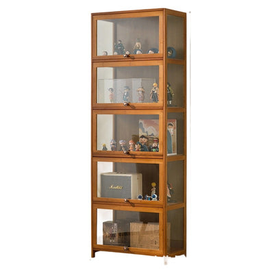 Traditional Chinese Bamboo Acrylic Rectangular Storage Shelf 4/5-Tier For Living Room
