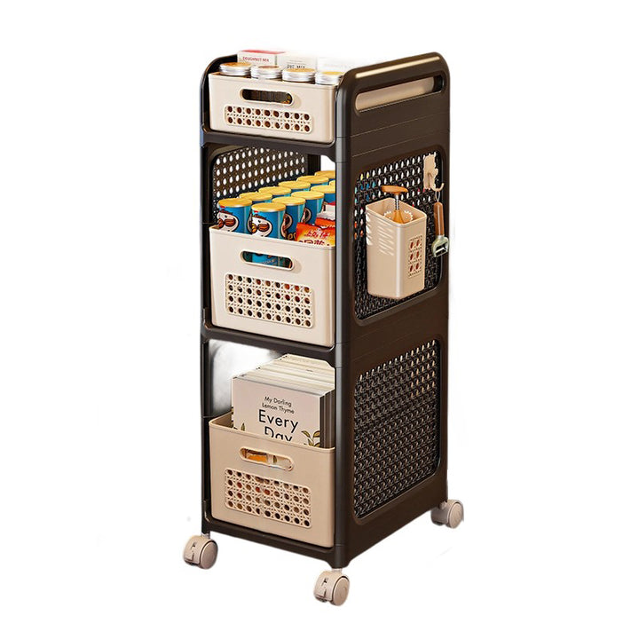 Étagère de rangement mobile rectangulaire creuse en plastique minimaliste moderne à 2/3 niveaux pour salon 