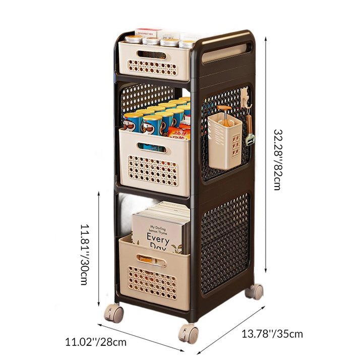 Étagère de rangement mobile rectangulaire creuse en plastique minimaliste moderne à 2/3 niveaux pour salon 