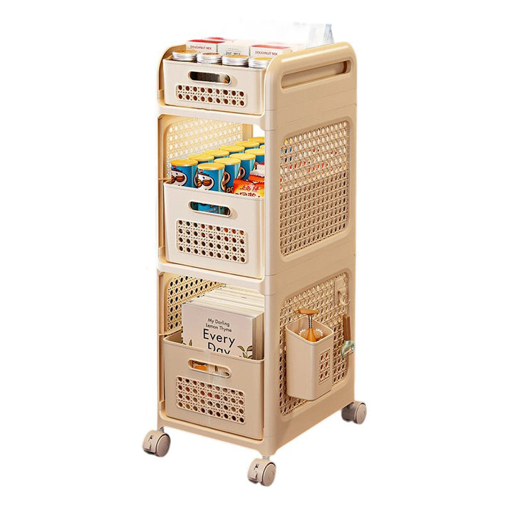 Étagère de rangement mobile rectangulaire creuse en plastique minimaliste moderne à 2/3 niveaux pour salon 