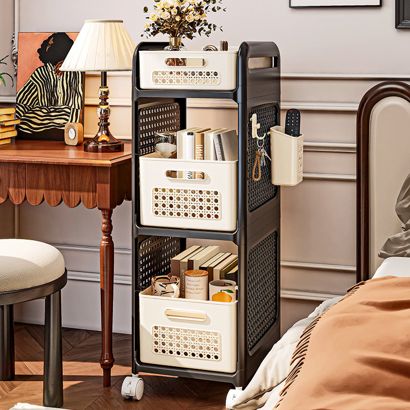 Étagère de rangement mobile rectangulaire creuse en plastique minimaliste moderne à 2/3 niveaux pour salon 