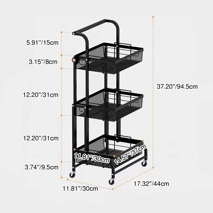 Étagère de rangement mobile carrée courbée à 3 niveaux en acier au carbone, style minimaliste moderne, pour salon 