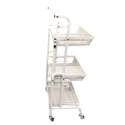 Modern Minimalist Carbon Steel Curved Square Mobile Storage Shelf 3-Tier For Living Room