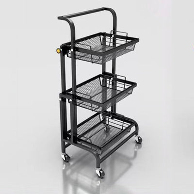 Modern Minimalist Carbon Steel Curved Square Mobile Storage Shelf 3-Tier For Living Room