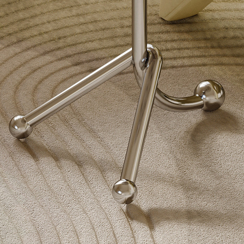 Traditional French Terrazzo Stainless Steel Round Curved End Table 1-Tier For Living Room