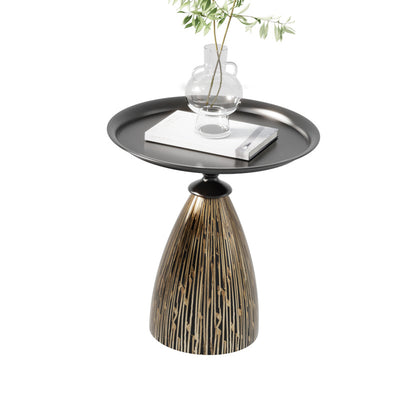 Traditional French Metal Round Conical End Table With 1-Tier For Living Room