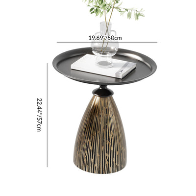 Traditional French Metal Round Conical End Table With 1-Tier For Living Room