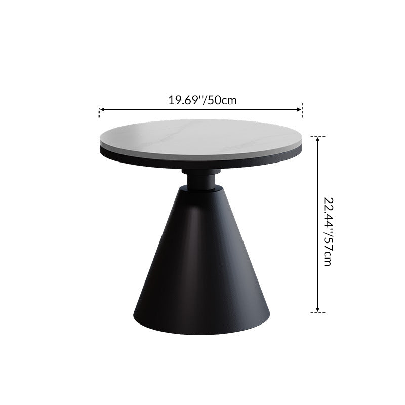 Contemporary Scandinavian Sintered Stone Carbon Steel Conical Round End Table 1-Tier For Living Room