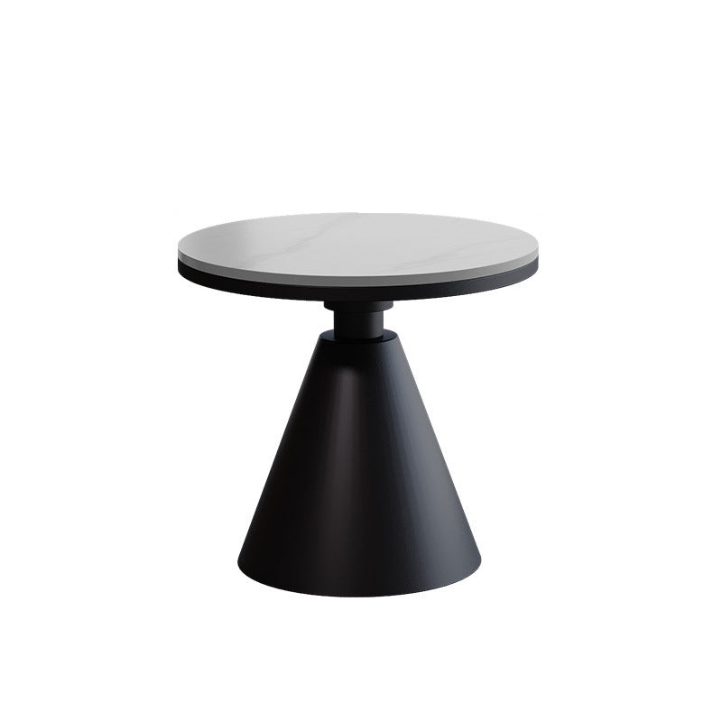 Contemporary Scandinavian Sintered Stone Carbon Steel Conical Round End Table 1-Tier For Living Room