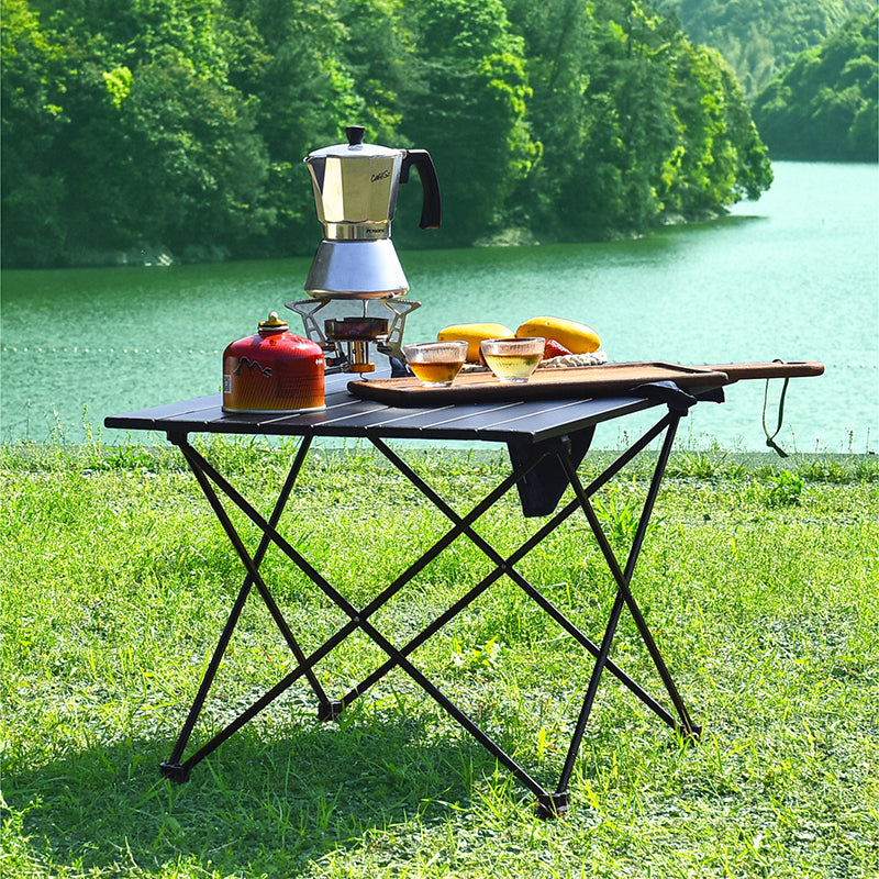 Modern Minimalist Carbon Steel Aluminum Foldable Square Side Table For Outdoor