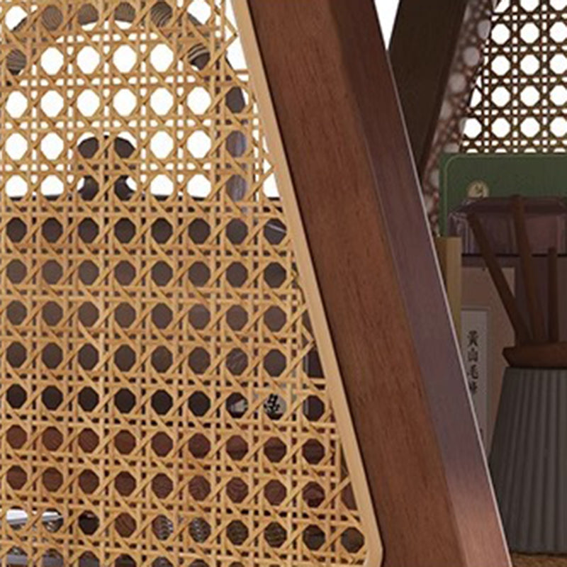 Traditional Japanese Solid Wood Rattan Square Eight-Leg Coffee Table With 2-Tier For Living Room