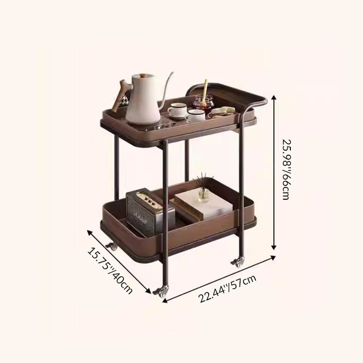 Table d'appoint carrée arrondie en métal et acier au carbone, avec cuir de selle vintage traditionnel, à 2 niveaux pour salon 