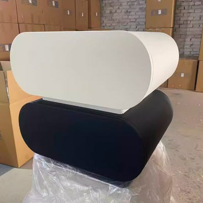 Modern Luxury Cat Scratch Resistant Leather Solid Wood Oval Nightstand With 2-Drawer For Bedroom