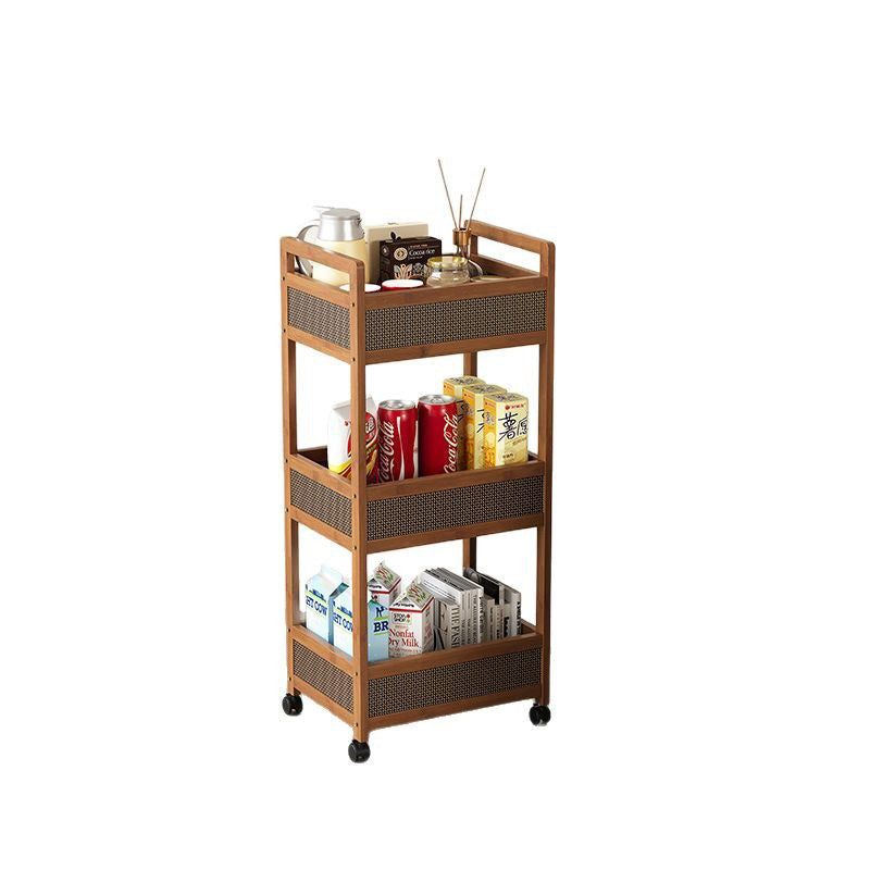 Traditioneller Vintage Bambus Holz Rechteckiger Hohlrolltisch 2/3/4-Etagen für Wohnzimmer 