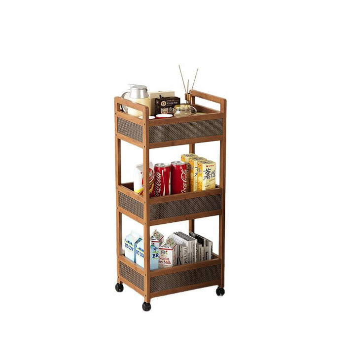 Traditioneller Vintage Bambus Holz Rechteckiger Hohlrolltisch 2/3/4-Etagen für Wohnzimmer 