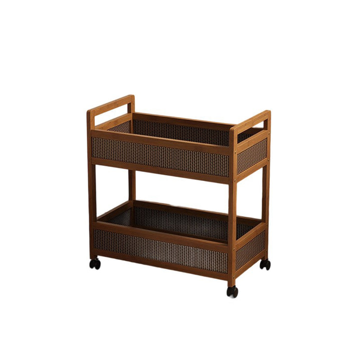 Traditioneller Vintage Bambus Holz Rechteckiger Hohlrolltisch 2/3/4-Etagen für Wohnzimmer 
