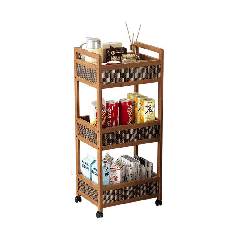 Traditioneller Vintage Bambus Holz Rechteckiger Hohlrolltisch 2/3/4-Etagen für Wohnzimmer 