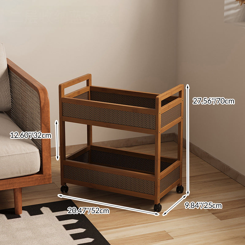 Traditioneller Vintage Bambus Holz Rechteckiger Hohlrolltisch 2/3/4-Etagen für Wohnzimmer 