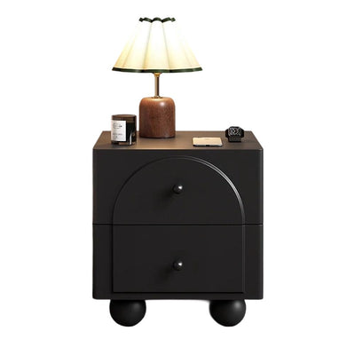 Traditional French Solid Wood Metal Square Round Ball Nightstand 2-Drawer For Bedroom