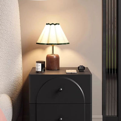 Traditional French Solid Wood Metal Square Round Ball Nightstand 2-Drawer For Bedroom