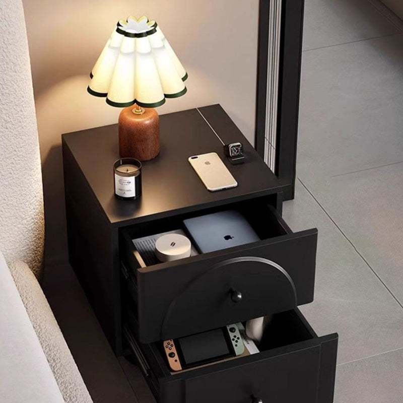 Traditional French Solid Wood Metal Square Round Ball Nightstand 2-Drawer For Bedroom