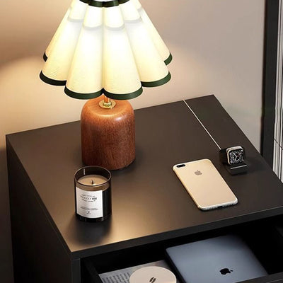 Traditional French Solid Wood Metal Square Round Ball Nightstand 2-Drawer For Bedroom