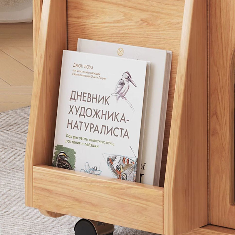 Contemporary Scandinavian Solid Wood Metal Glass Rounded Rectangular Movable Coffee Table With 2-Tier For Living Room