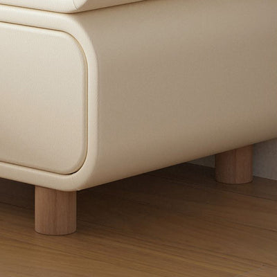 Modern Luxury Cat Scratch Leather Solid Wood Metal Rounded Square Cylinder Nightstand With 2 Drawers For Bedroom