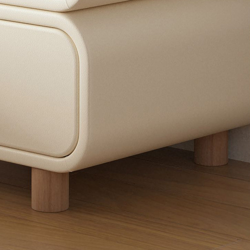 Modern Luxury Cat Scratch Leather Solid Wood Metal Rounded Square Cylinder Nightstand With 2 Drawers For Bedroom