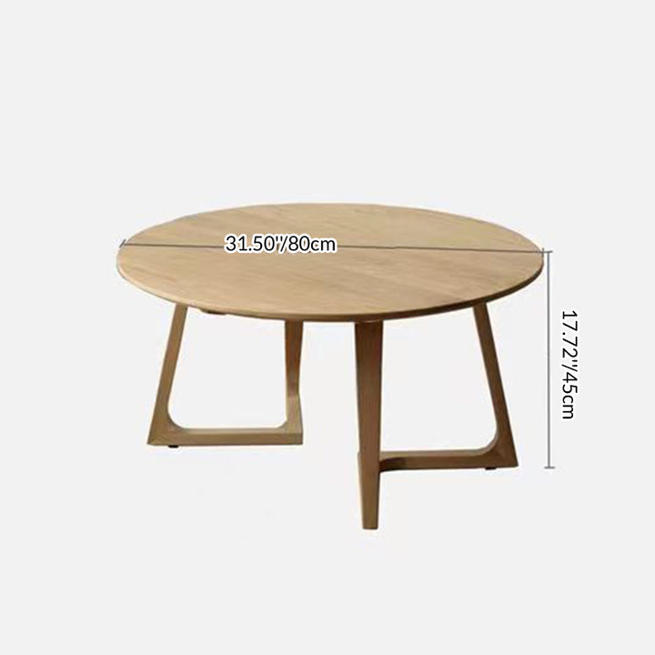 Table basse ronde contemporaine en bois massif scandinave à bord droit avec 1 niveau pour salon 