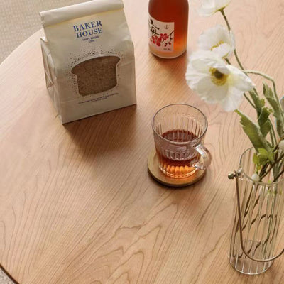 Contemporary Scandinavian Solid Wood Round Straight-Edge Coffee Table With 1-Tier For Living Room