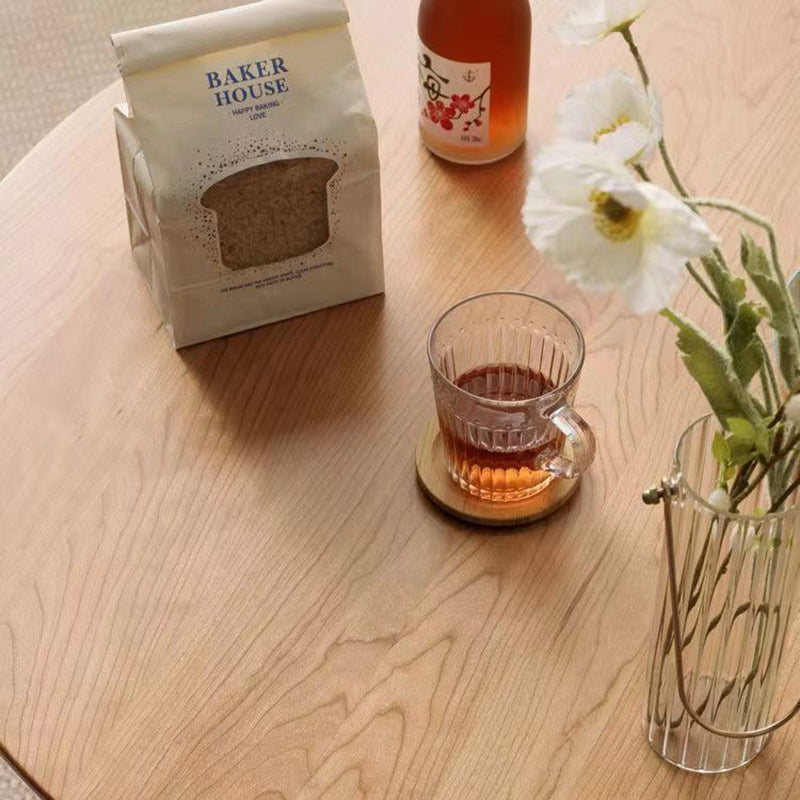 Contemporary Scandinavian Solid Wood Round Straight-Edge Coffee Table With 1-Tier For Living Room