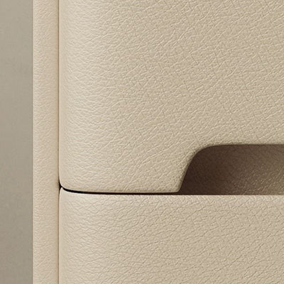 Contemporary Scandinavian Sintered Stone Microfiber Leather Metal Cylindrical Square Nightstand With 2 Drawers For Bedroom