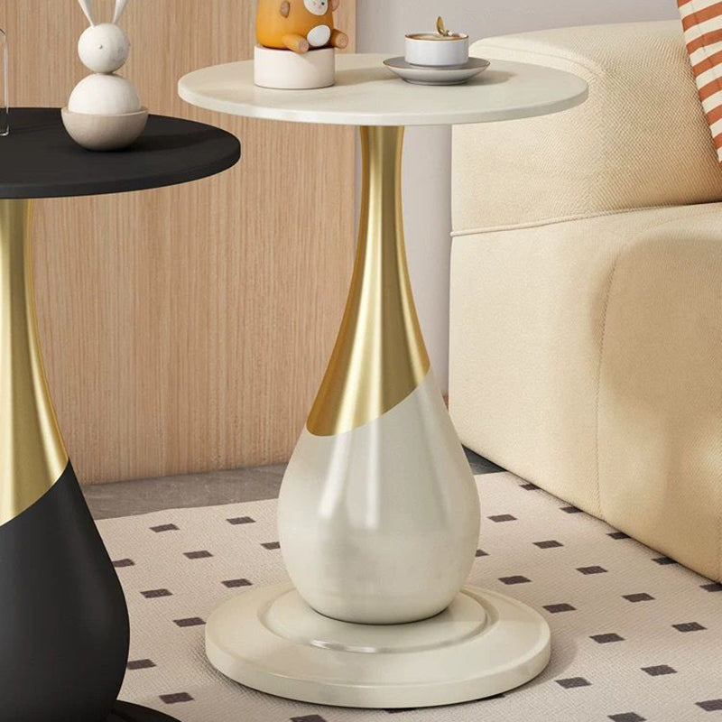 Contemporary Scandinavian Marble Metal Round Sphere Coffee Table With 1 Tier For Living Room