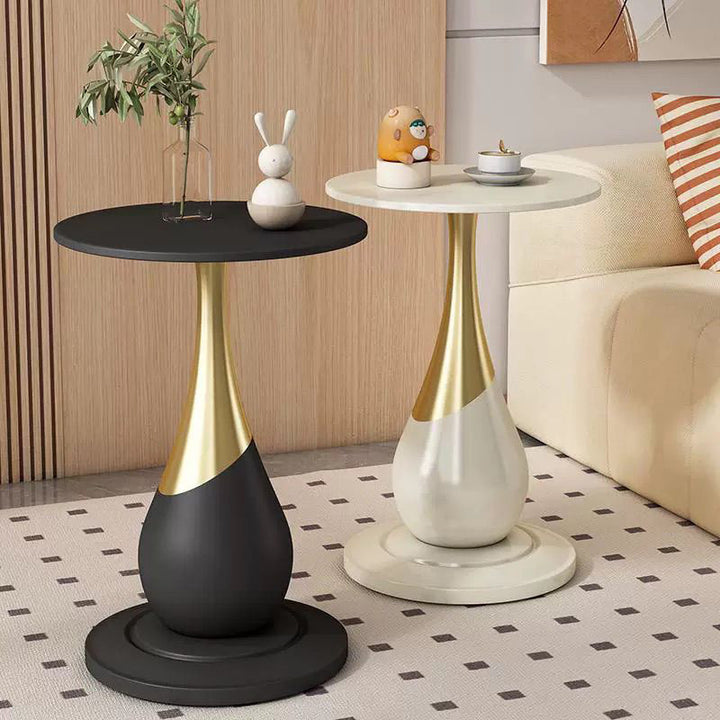 Table basse ronde sphérique en marbre et métal, style scandinave contemporain, à 1 niveau pour salon 