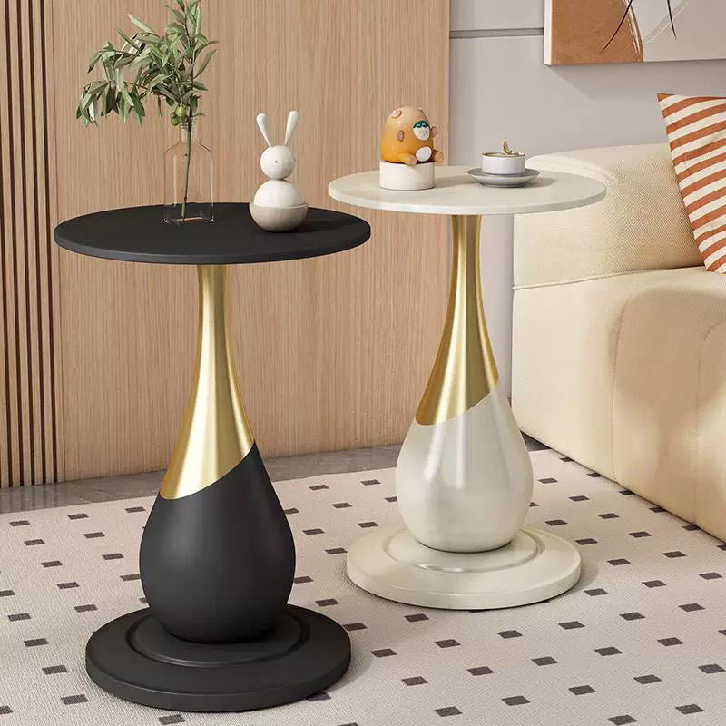 Contemporary Scandinavian Marble Metal Round Sphere Coffee Table With 1 Tier For Living Room