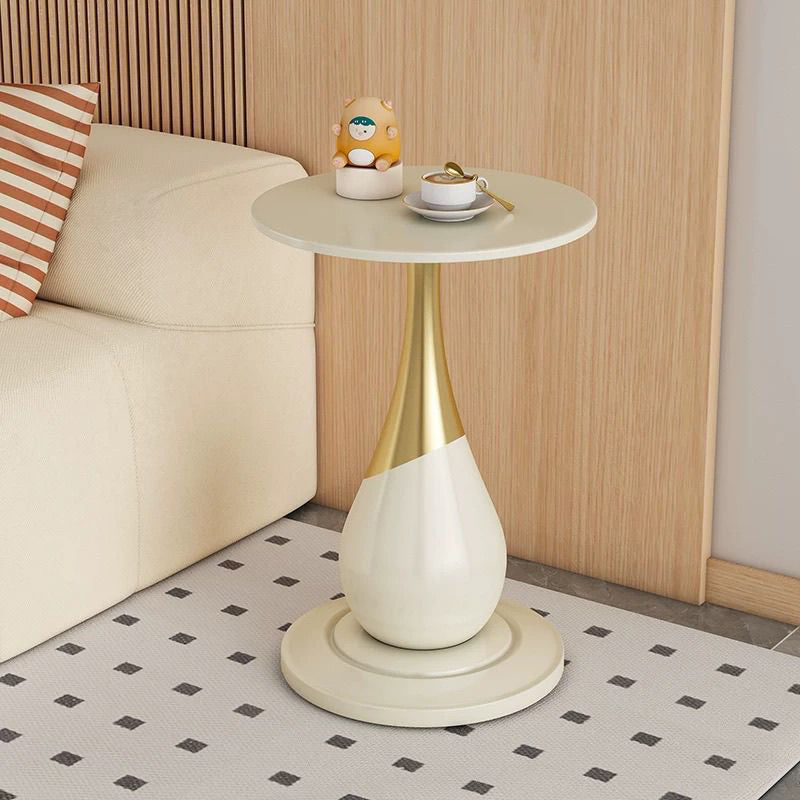 Contemporary Scandinavian Marble Metal Round Sphere Coffee Table With 1 Tier For Living Room