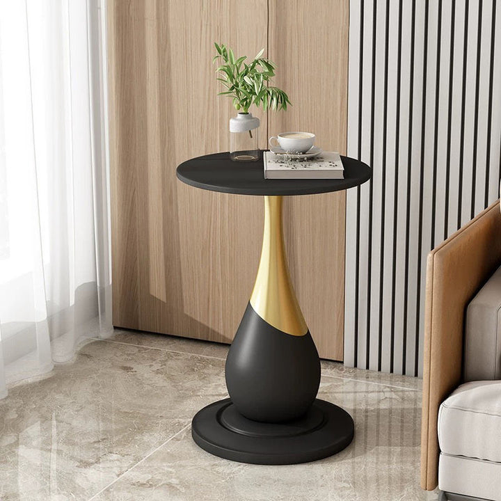 Table basse ronde sphérique en marbre et métal, style scandinave contemporain, à 1 niveau pour salon 