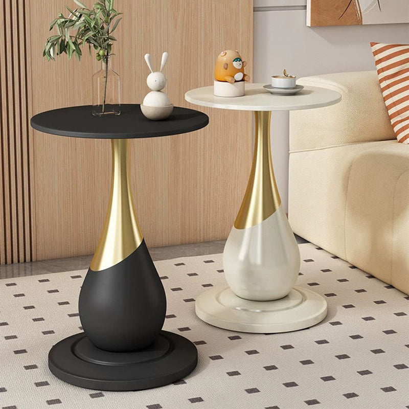Contemporary Scandinavian Marble Metal Round Sphere Coffee Table With 1 Tier For Living Room