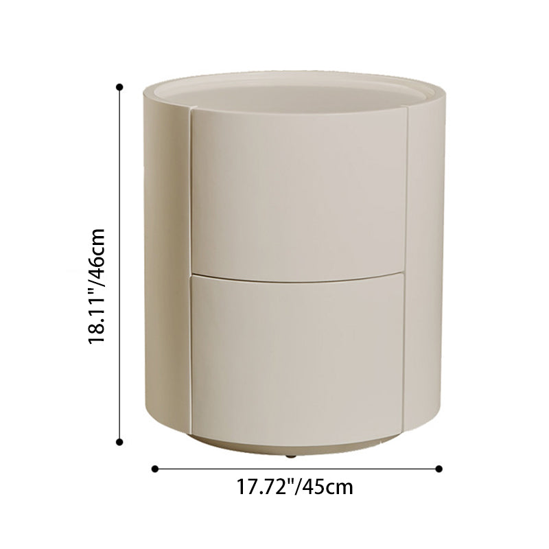 Table de chevet cylindrique ronde en bois massif et métal, style minimaliste moderne, avec 2 tiroirs pour chambre à coucher 