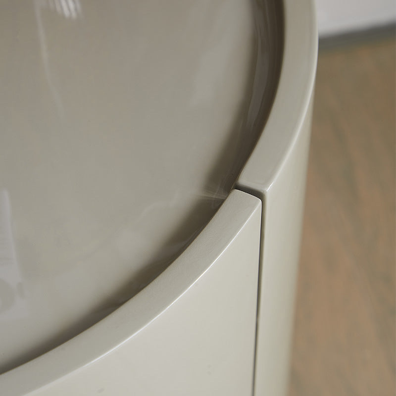 Table de chevet cylindrique ronde en bois massif et métal, style minimaliste moderne, avec 2 tiroirs pour chambre à coucher 