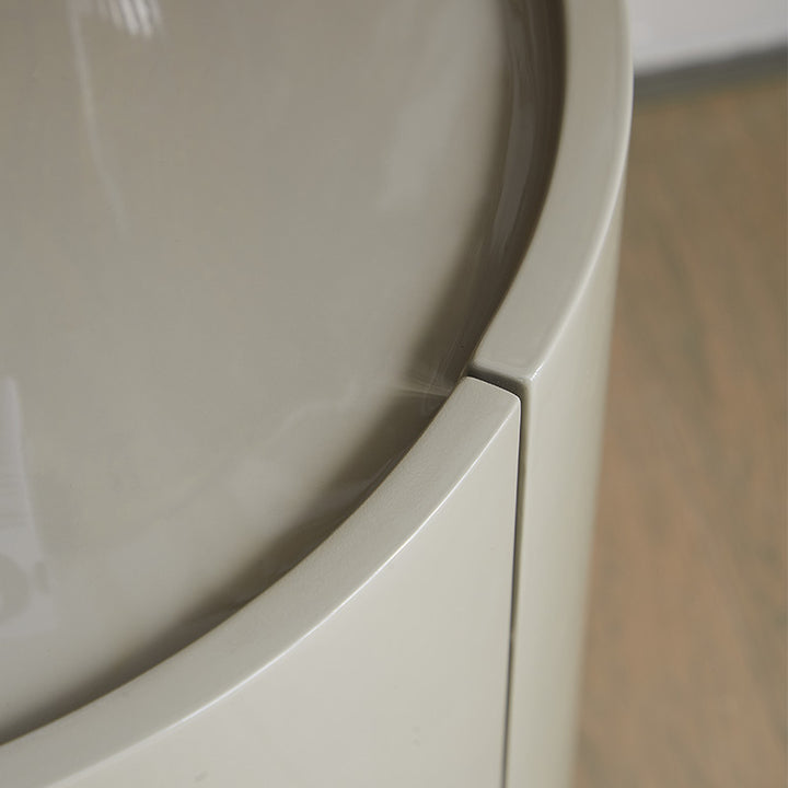 Table de chevet cylindrique ronde en bois massif et métal, style minimaliste moderne, avec 2 tiroirs pour chambre à coucher 