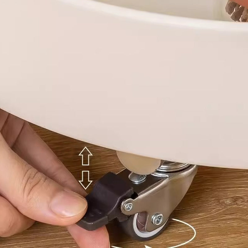 Traditional Chinese Medium Density Fiberboard Metal Round Cylindrical Side Table With 2 Tiers For Living Room