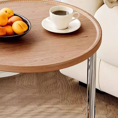 Traditional Chinese Medium Density Fiberboard Metal Round Cylindrical Side Table With 2 Tiers For Living Room