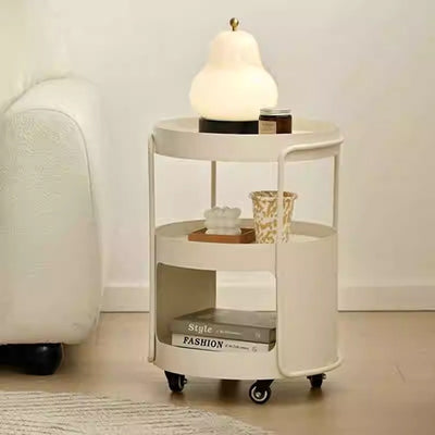 Modern Minimalist Iron Movable Round Side Table With 3 Tiers For Living Room